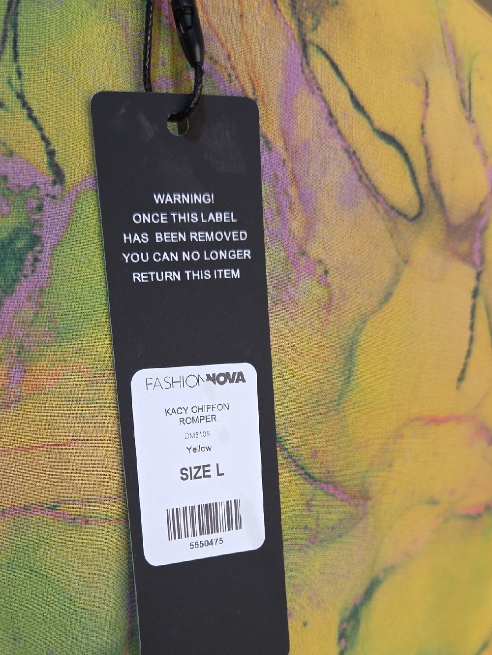 Nwt Large Fashion Nova Yellow Multi Marble Print Romper - Picture 11 of 17